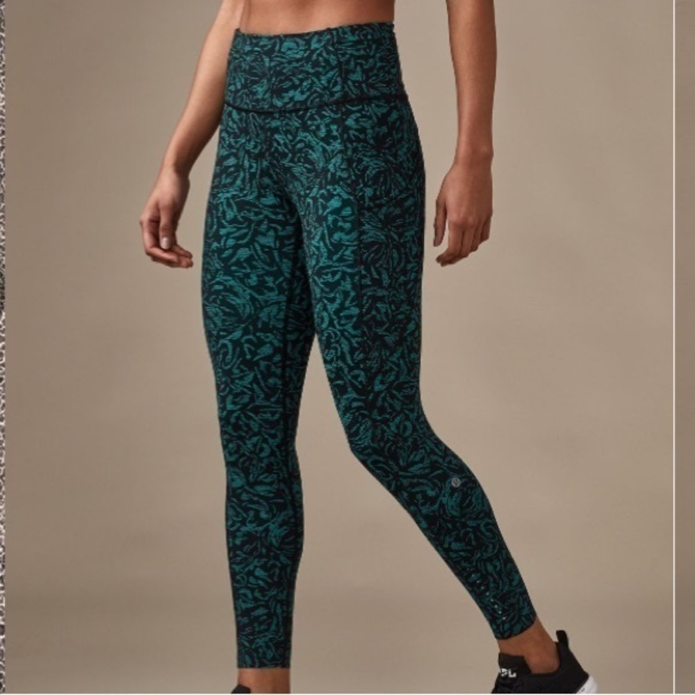 Lululemon Fast & Free 7/8 Tight Thrive Viridian Green Black Size 4